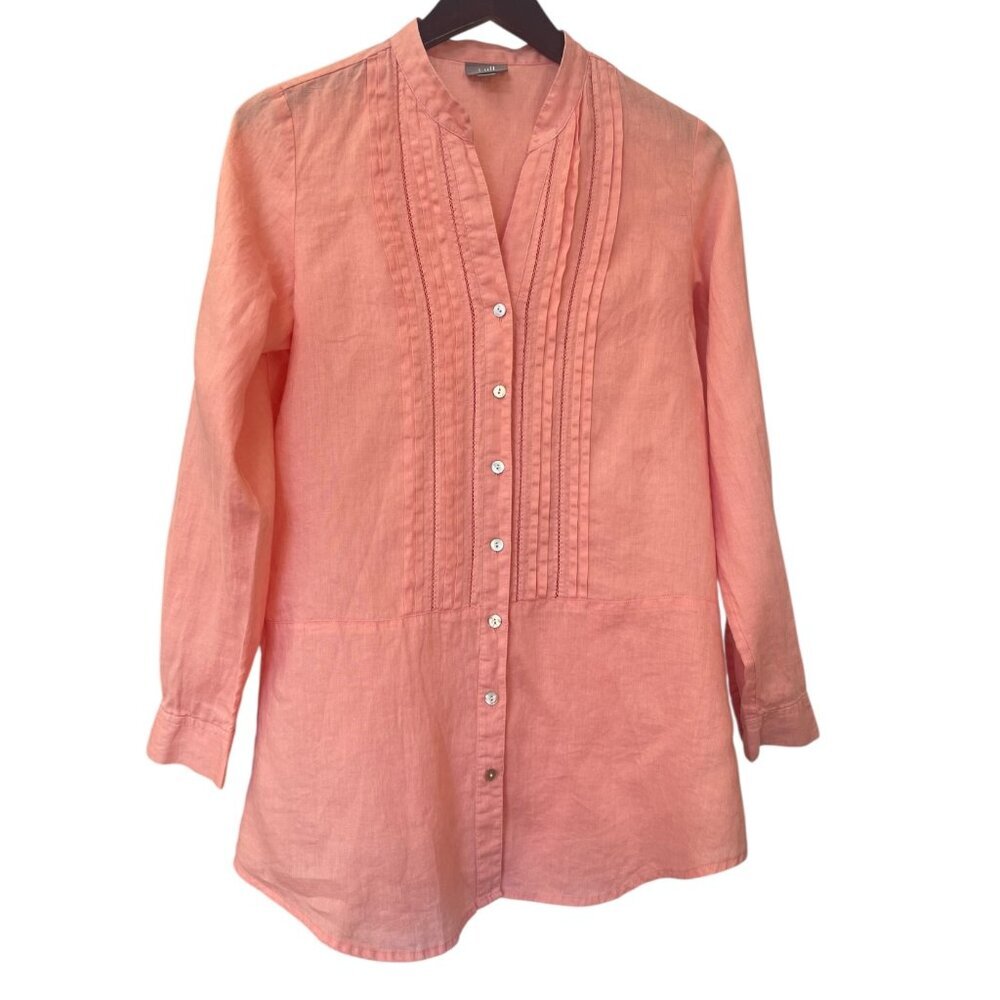J. Jill 100 % Linen Coral Pinktuck Tunic size small - Picture 2 of 11
